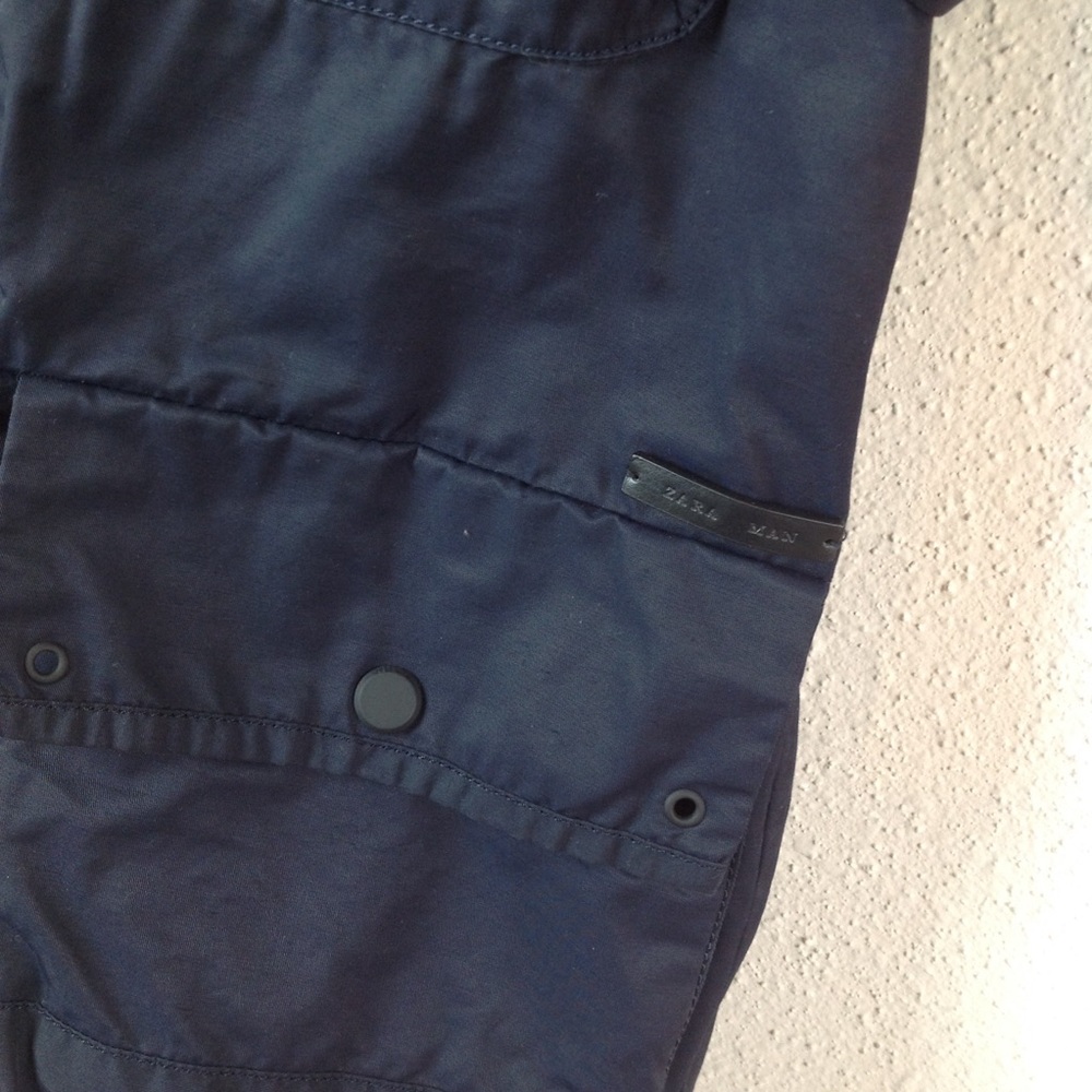Zara Man Navy Modern Stylish Hooded Utility Jacket - Picture 2 of 8